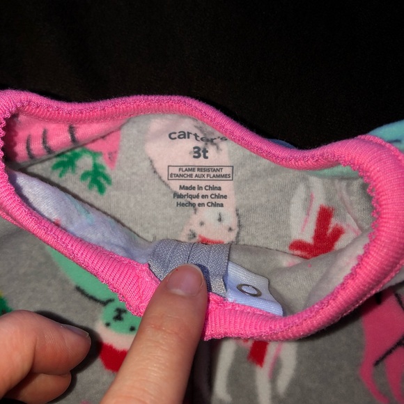 Cat Pajamas Girls Zip Up Carter’s Soft Christmas - Picture 4 of 6